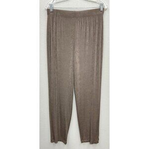 Chico's Travelers Pants Women Sz 1 Medium Brown Pull On Slinky Non Wrinkle